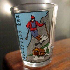 New Hampshire Skiing Shot Glass New Vintage Souvenir Ski